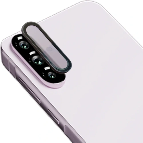 Szkło na aparat Bizon Glass Snap Lens do Samsung Galaxy A56 5G z czarną ramką, widok z bliska.