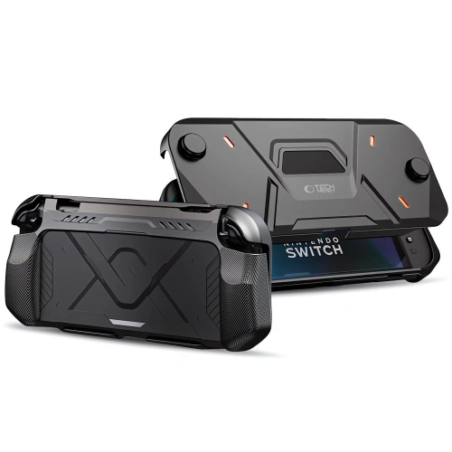 Etui Tech-Protect Carbonox Nintendo Switch 2 w kolorze czarnym, prezentujące nowoczesny design.