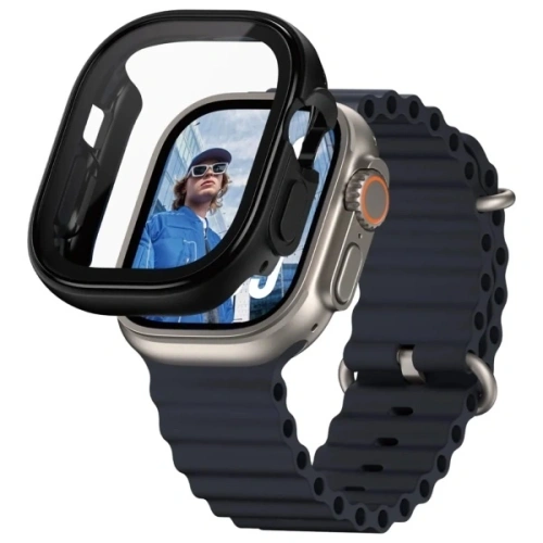 Nakładka chroniąca ekran PanzerGlass Snappie Full Body w kolorze czarnym dla Apple Watch Ultra 2.