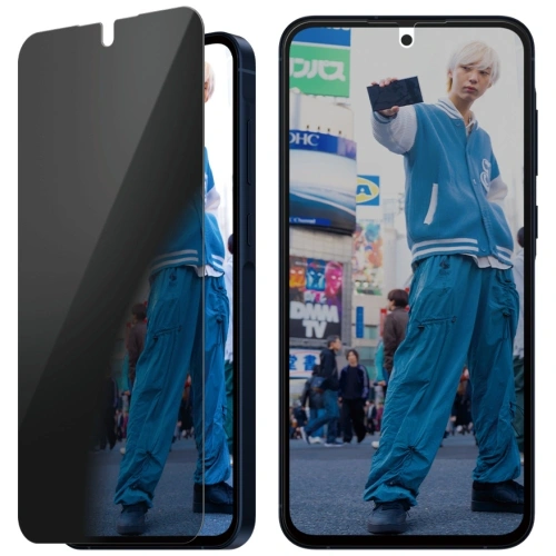 Privátní sklo PanzerGlass Ultra-Wide Fit Privacy pro Samsung Galaxy A56 5G, zobrazující dokonalé přizpůsobení.