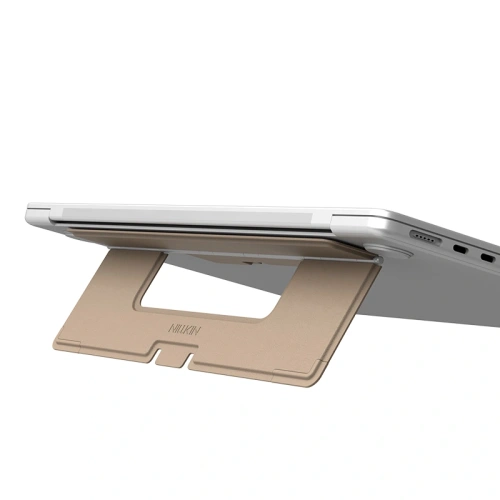 Pohled na stojan na notebook Nillkin Dualwing zepředu, ukazující elegantní design.