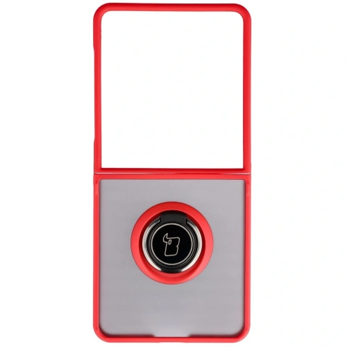 Etui z uchwytem na palec Bizon Case Hybrid Ring w kolorze przydymionym z czerwoną ramką