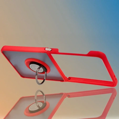 Etui z uchwytem na palec Bizon Case Hybrid Ring do Samsung Galaxy Z Flip7 przydymione z czerwoną ramką - zdjęcie 5