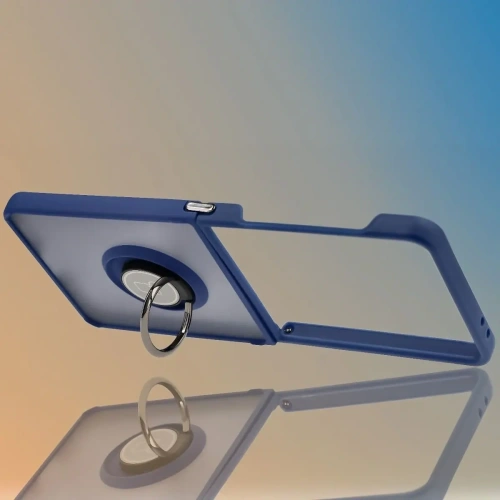 Etui z uchwytem na palec Bizon Case Hybrid Ring do Samsung Galaxy Z Flip7 przydymione z ciemnoniebieską ramką - zdjęcie 5