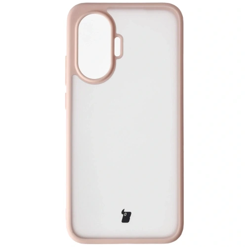 Etui Bizon Case Angelo do Xiaomi POCO F7 w półprzezroczystym designie z różową ramką.