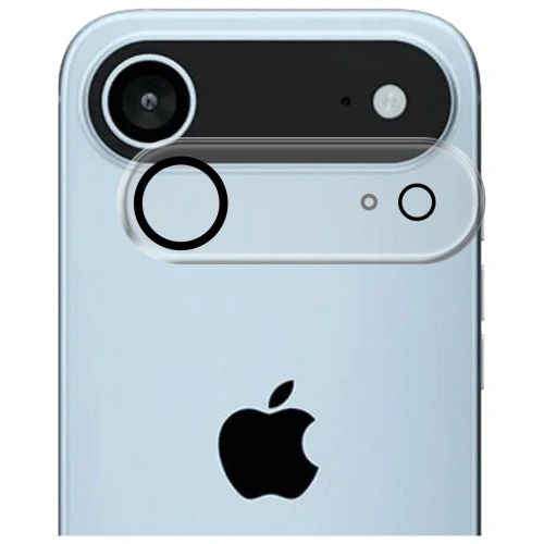 Ochrona na obiektyw aparatu zamontowana na Apple iPhone 17 Air w naturalnym świetle.