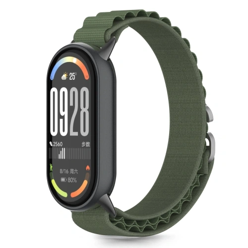 Pasek Tech-Protect Nylon Pro w kolorze army green na Xiaomi Smart Band 8 / 9 / 10 / NFC, wykonany z trwałego nylonu.