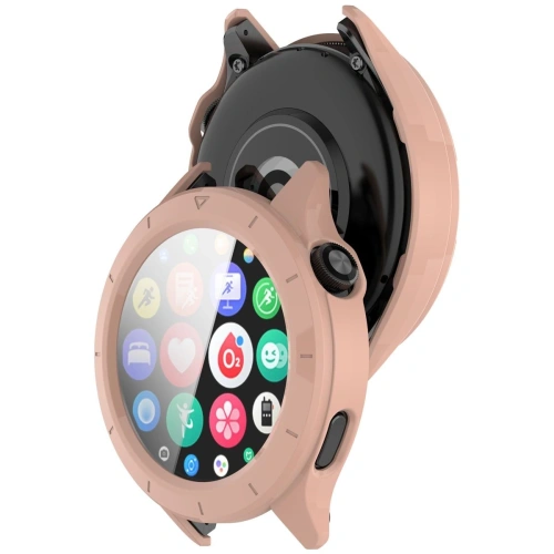 Etui Bizon Case+Glass w kolorze różowozłotym, idealnie dopasowane do Xiaomi Watch S4.