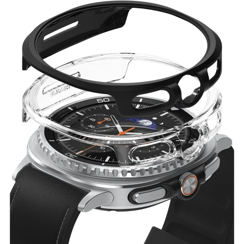Nakładka Ringke Slim w przezroczystym kolorze, idealnie dopasowana do Samsung Galaxy Watch 8 Classic.