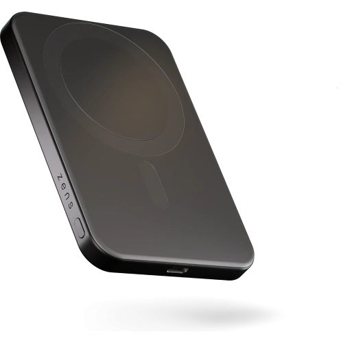 Powerbank magnetyczny ZENS Slim Qi2 w kolorze czarnym, idealny do ładowania urządzeń mobilnych.