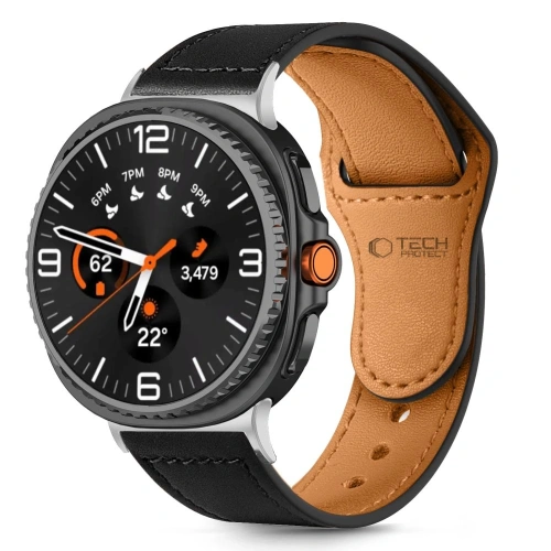 Pasek Tech-Protect Leatherfit w kolorze czarnym, wykonany z naturalnej skóry