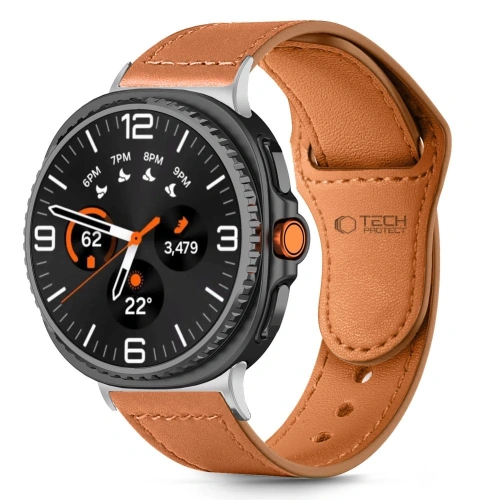 Pasek Tech-Protect Leatherfit w brązowym kolorze dla Samsung Galaxy Watch 8