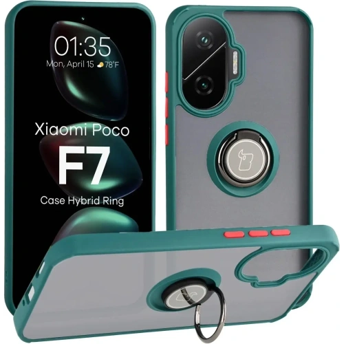 Etui Bizon Case Hybrid Ring w kolorze przydymionym z ciemnozieloną ramką