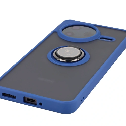 Stylowe etui Bizon Case z granatową ramką, które zapewnia ochronę telefonu.