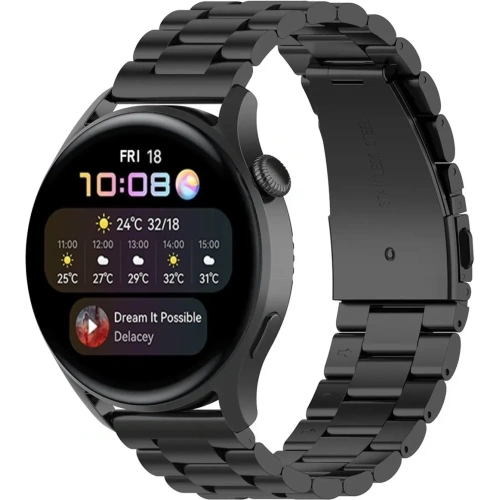 Zbliżenie na czarny pasek ze stali nierdzewnej z mechanizmem QuickRelease