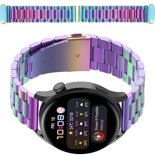Pasek ze stali nierdzewnej w tęczowym kolorze, idealny do smartwatcha Bizon Strap Watch Aura.