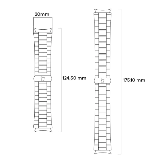 Pasek do smartwatcha Bizon Strap Watch Aura w pełnej okazałości, z widoczną fakturą stali nierdzewnej.