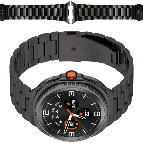 Pasek ze stali nierdzewnej Bizon Strap Watch Aura w kolorze czarnym do Samsung Galaxy Watch 8