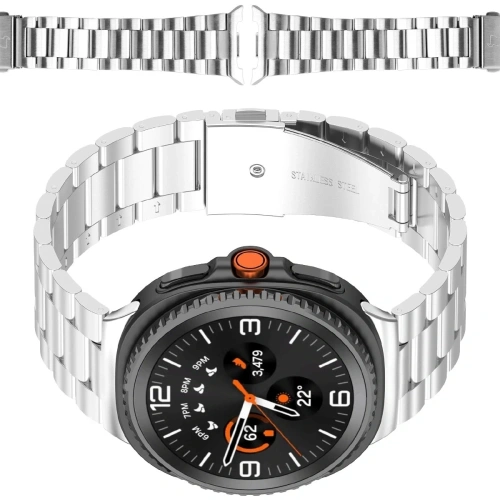 Pasek ze stali nierdzewnej Bizon Strap w kolorze srebrnym do Samsung Galaxy Watch 8