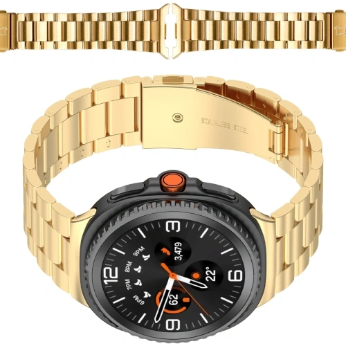 Pasek Bizon Strap Watch Aura w kolorze złotym, idealny do Samsung Galaxy Watch 8.