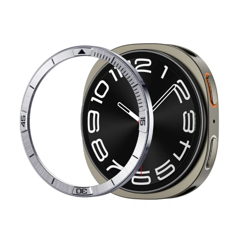 Nakładka Spigen Bezel Tune Pilot do Samsung Galaxy Watch 8 w srebrnym kolorze