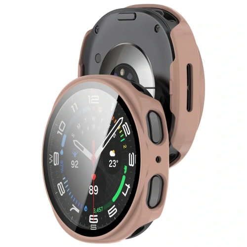 Etui ze szkłem Bizon Case do Samsung Galaxy Watch 8 w różowym kolorze
