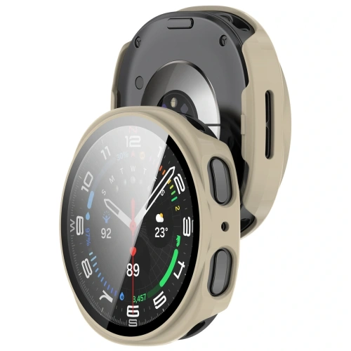 Etui ze szkłem do zegarka Bizon Case+Glass Watch w kolorze beżowym