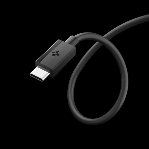 Widok na kabel USB-C Spigen, pokazujący jego elastyczność i trwałość.