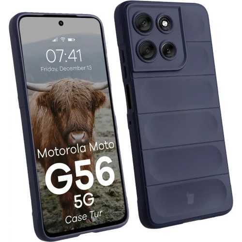 Etui Bizon Case Tur w kolorze granatowym, idealne dla Motorola Moto G56 5G.