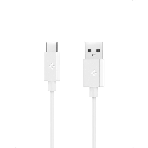 Kabel USB-C Spigen w kolorze białym, idealny do ładowania i przesyłania danych.