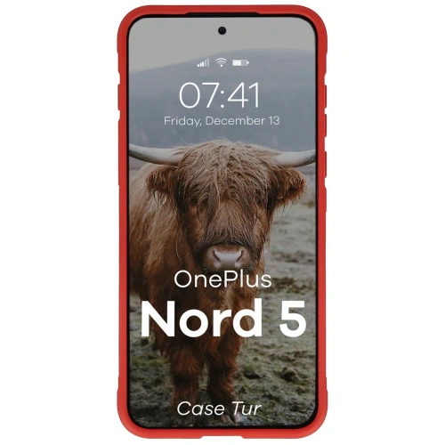 Etui Bizon Case Tur w czerwonym kolorze, podkreślające styl telefonu.