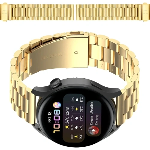 Pasek ze stali nierdzewnej w złotym kolorze do smartwatcha Bizon Strap Watch Aura