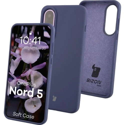 Silikonowe etui Bizon Soft Case w ciemnoniebieskim kolorze, idealne do OnePlus Nord 5.