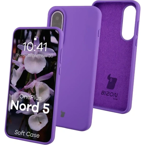 Silikonowe etui Bizon Soft Case w fioletowym kolorze, idealne do OnePlus Nord 5