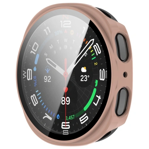 Widok etui Bizon Case+Glass Watch zamontowanego na Samsung Galaxy Watch 8 40mm