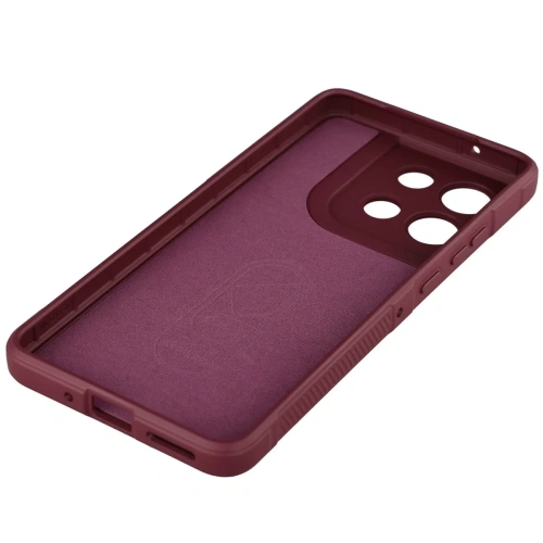 Stylowe burgundowe etui Bizon Case Tur, które zapewnia doskonałą ochronę telefonu.