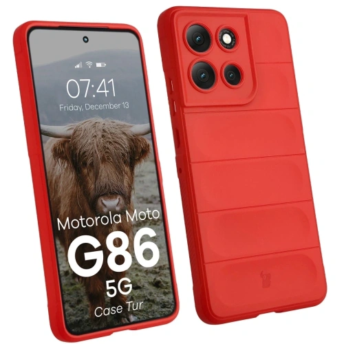 Pancerne etui Bizon Case Tur w kolorze czerwonym dla Motorola Moto G86 5G