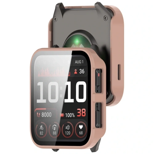 Etui Bizon Case+Glass Watch w kolorze różowym, idealne do zegarka Garmin Venu X1.