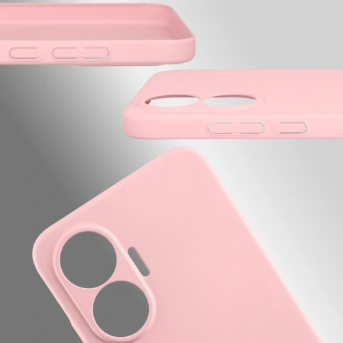 Różowe etui Bizon Case w użyciu, chroniące Xiaomi POCO F7 przed uszkodzeniami.