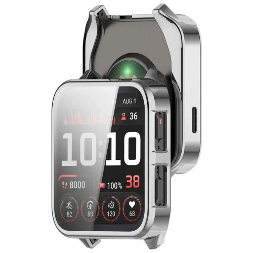 Etui Bizon Case Watch Felipe w srebrnym kolorze, idealne do Garmin Venu X1.