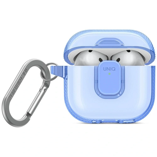 Etui UNIQ Glase Pro w kolorze niebieskim, idealnie dopasowane do Apple AirPods 4.