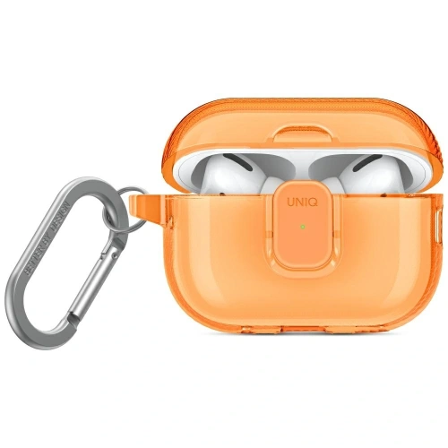 Etui UNIQ Glase Pro w pomarańczowym kolorze, idealnie dopasowane do Apple AirPods Pro 2.