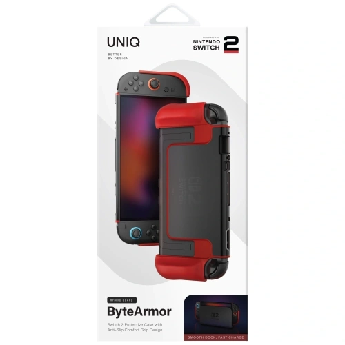 Etui UNIQ na tle gamingowym, idealne dla fanów Nintendo Switch.