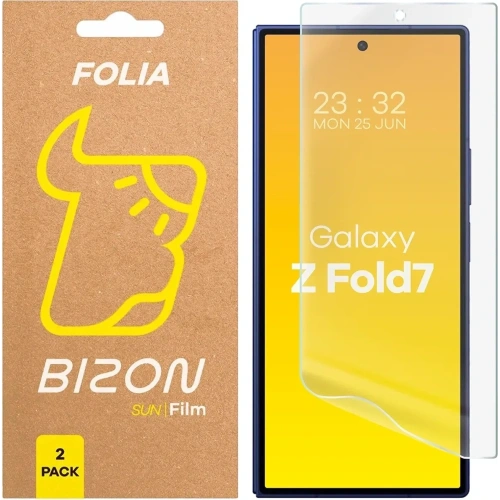 Folia matowa Bizon Glass Film Sun Duo, idealna do Samsung Galaxy Z Fold7, z zestawie 2 sztuki.