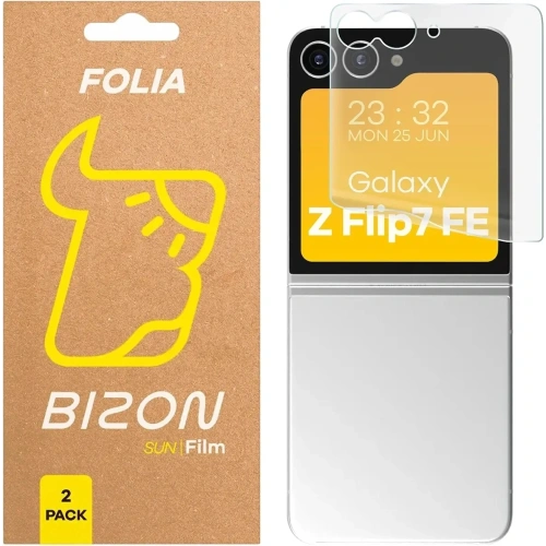Folia matowa Bizon Glass Film Sun Duo do Samsung Galaxy Z Flip7 FE w opakowaniu 2 sztuk.