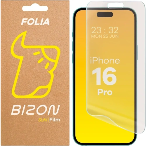 Folia matowa Bizon Glass Film Sun do Apple iPhone 16 Pro, idealna do ochrony ekranu.