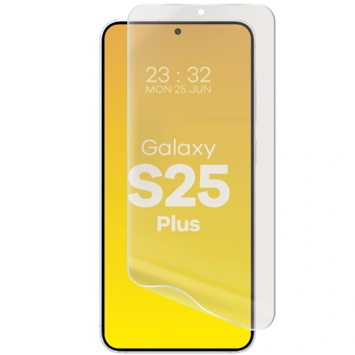 Aplikacja folii Bizon Glass Film Sun na telefonie, pokazująca łatwość montażu.