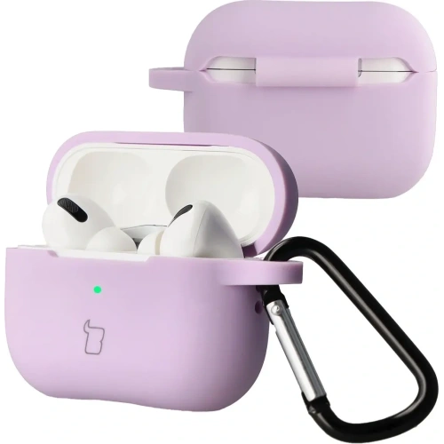 Silikonowe etui Bizon Case w kolorze lawendowym, idealne do Apple AirPods Pro 2.