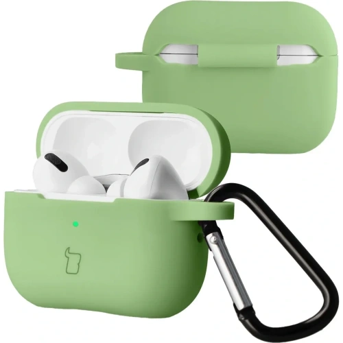 Silikonowe etui Bizon Case w jasnozielonym kolorze, idealne do Apple AirPods Pro 2.