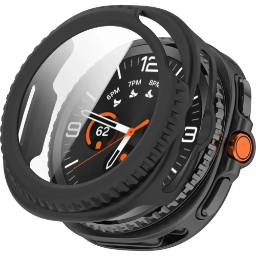 Matowe czarne etui Bizon na zegarek Galaxy Watch 8 Classic w naturalnym świetle